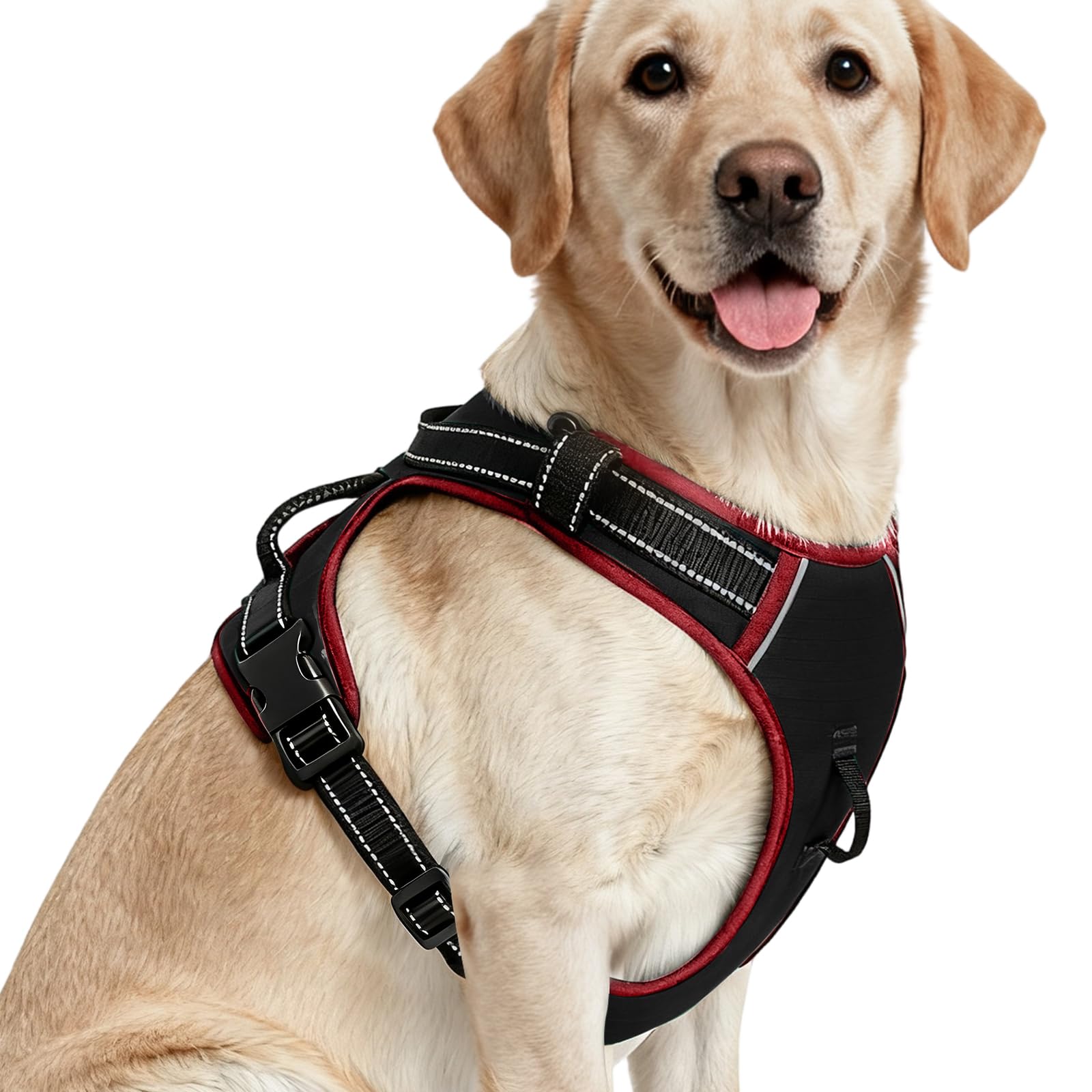 No-Pull Dog Harness — Black/Red