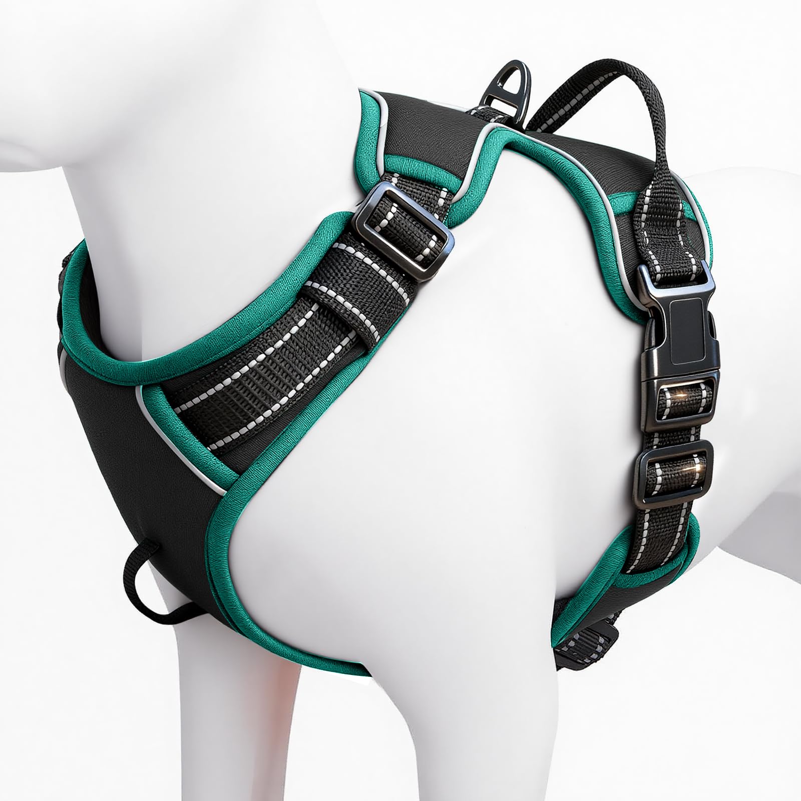 No-Pull Dog Harness — Black/Turquoise